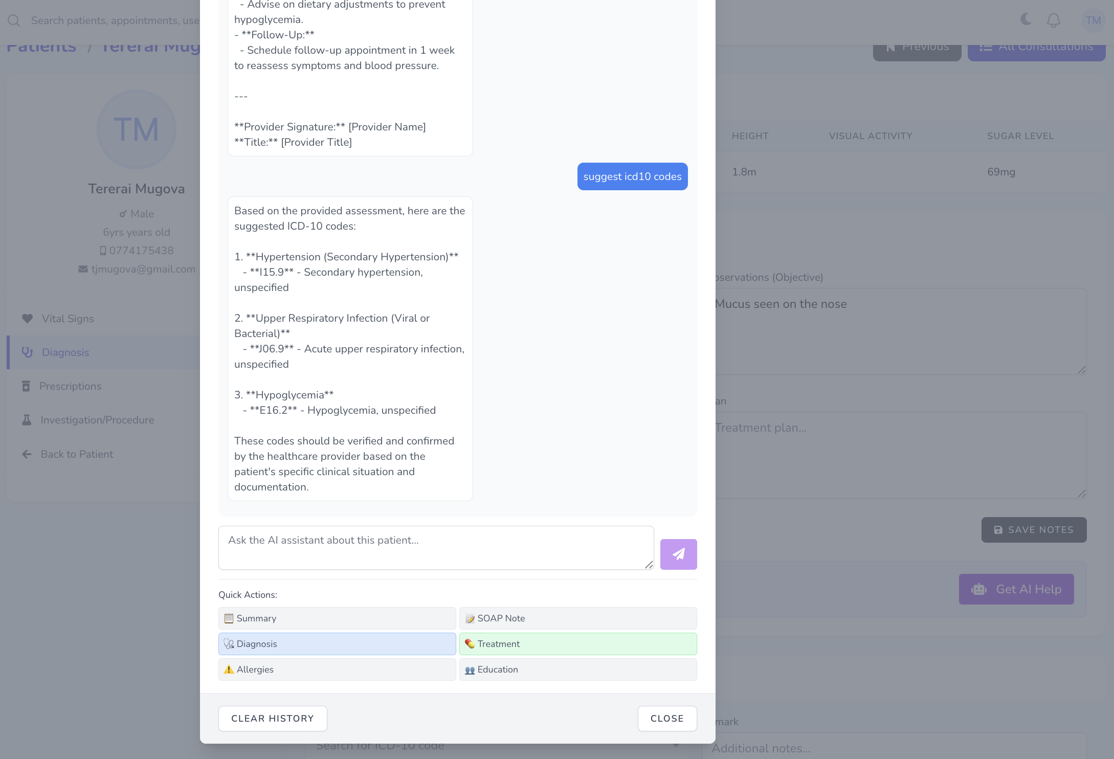 AI Diagnosis Chat Interface